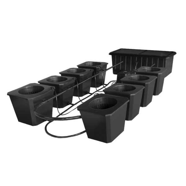 SuperPonics Bubble Flow Buckets 8-Site Hydroponic System