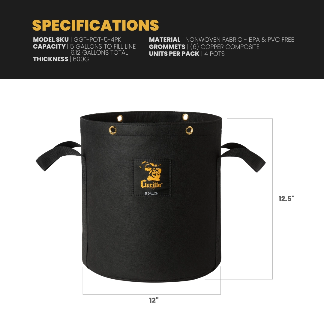 Gorilla 5 Gallon Grow Bag (4 Pack) - Image 9